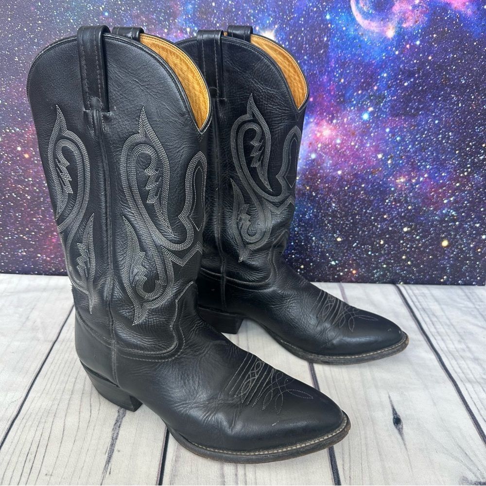 NOCONA Black Leather Western Cowboys Boots Sz 10 D‎ Made In USA 340192